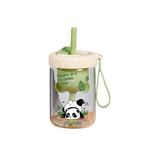 500ML水杯高颜值茶水分离杯ins便携玻璃杯家用熊猫茶漏杯可爱杯子