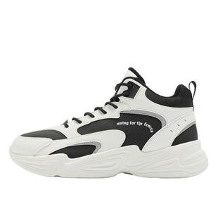 乔丹休闲鞋男2025冬季皮面防水高帮加绒保暖大棉鞋黑色运动鞋男鞋