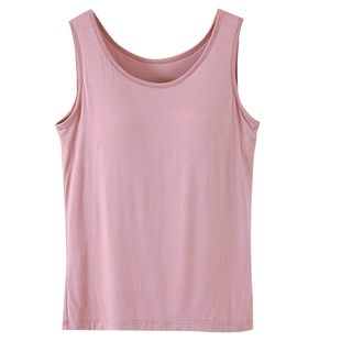 莫代尔吊带背心女夏季带胸垫薄罩杯一体内衣运动打底居家免穿文胸