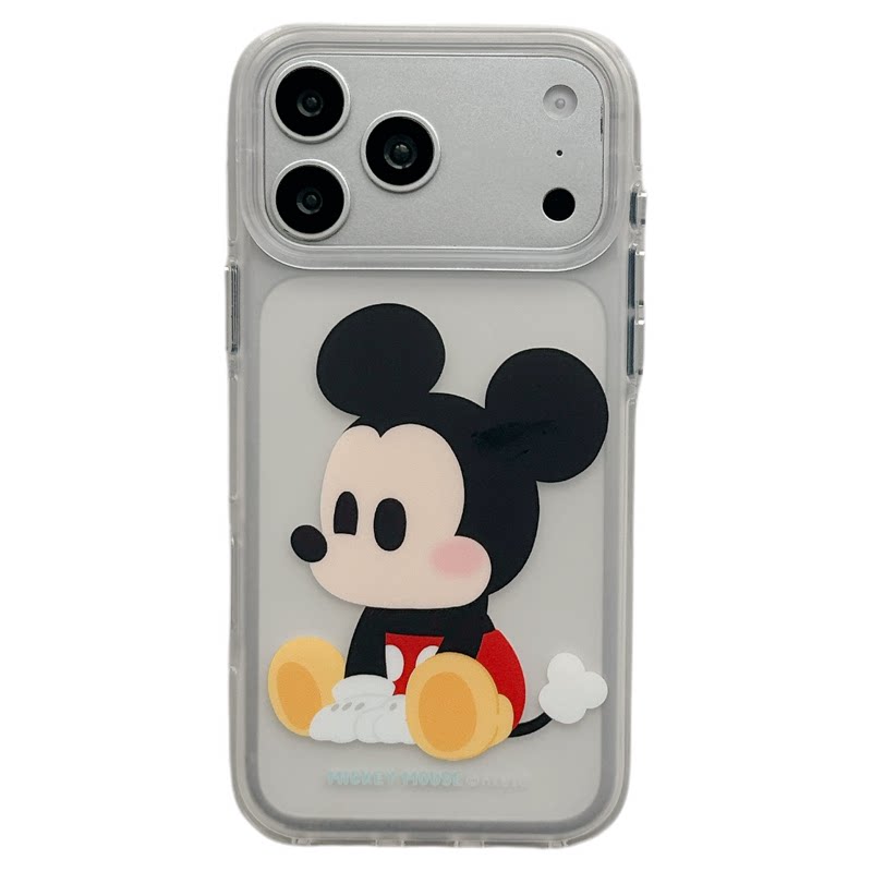 MoreRex 童年Q版米奇米妮带链条适用苹果18手机壳磨砂iphone17promax新款18pro全包15防摔保护套14情侣16卡通