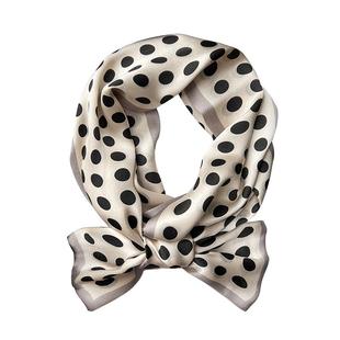 杭州丝绸真丝桑蚕丝波点长条小丝巾女春秋搭配衬衫毛衣大衣薄围巾