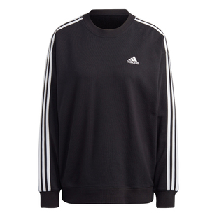 休闲通勤三条纹宽松圆领运动卫衣女装新款adidas阿迪达斯轻运动