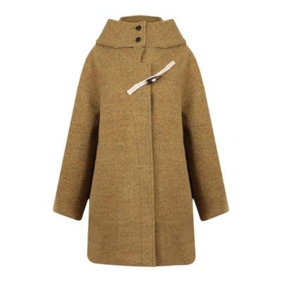 solighter圈圈羊毛牛角扣大衣