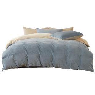 水星家纺牛奶绒四件套抗静电暖绒套件秋冬保暖床单被套床上用品