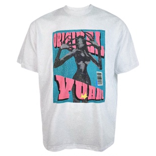 YUANQ24SS南海岸魔爪画报美式重磅小领口短袖小众休闲复古宽松T恤