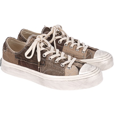 N25复古拼接牛仔扎染硫化帆布鞋