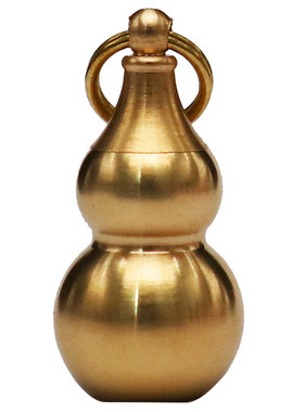 黄铜小葫芦空心藏经开口救心丸药瓶盒急救药罐随身纯铜钥匙扣挂件