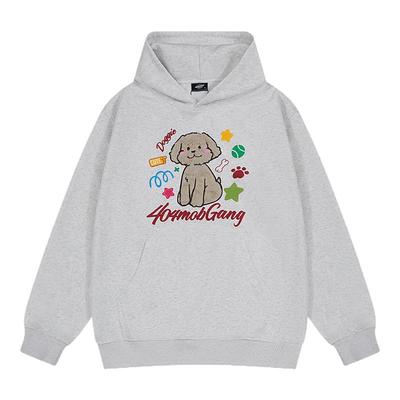 陆虎同款刺绣可爱小狗连帽卫衣