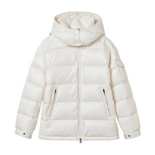 GANT/甘特冬季新款女士轻暖面包服短款连帽白鸭绒亮面羽绒服外套