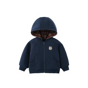 [小魔怪240g]齐齐熊宝宝加绒外套男童春秋款儿童保暖连帽卫衣上衣