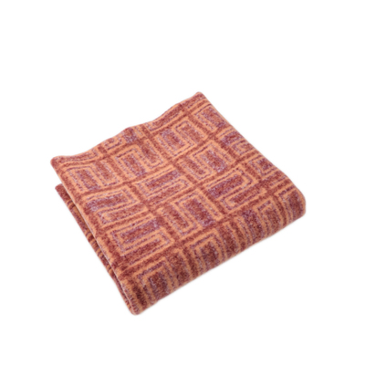 柔软垂感橙红几何弹力羊毛呢面料