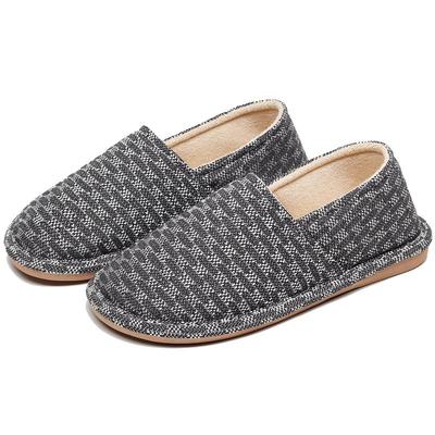 男士秋冬厚底包跟保暖棉拖鞋