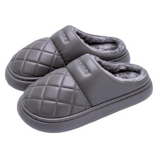 防水棉拖鞋男士秋冬季2026新款加绒加厚室内家居防滑皮棉拖女冬天