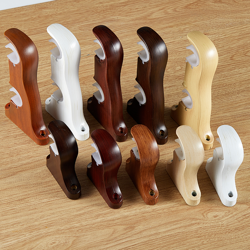 加厚静音仿木纹简约欧式中式铝合金窗帘杆罗马杆单杆双杆顶装侧装