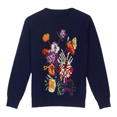 鹿王山羊绒衫女士圆领毛衣套衫