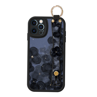 山茶花适用iPhone15苹果13手机壳16新款11女14带挂绳17斜挎背带promax防摔8plus腕带Pro硅胶12斜跨XR保护套XS