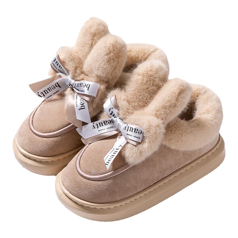 棉拖鞋秋冬季2025新款女室内居家包跟棉鞋毛绒保暖厚底防滑雪地靴