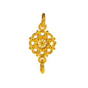 老克勒古法黄金罗盘双耳牌双环手牌足金手链手串配件配饰女新