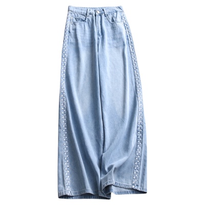 高腰宽松直筒裤百搭阔腿牛仔裤女