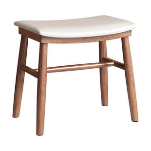 三梦实木化妆凳女生卧室马鞍凳不占空间梳妆台专用凳子软包化妆椅