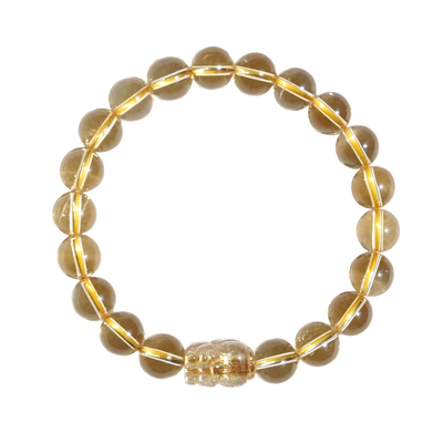 金发晶貔貅 钛晶天然绿幽灵手链黄水晶草莓晶月光石黑曜石手串 女