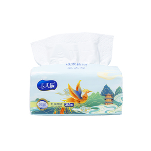 卡其猫国潮抽纸取式可湿水面纸巾家用餐巾卫生纸5层加厚母婴无香