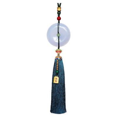 高档天然玉髓平安扣朱砂汽车挂件