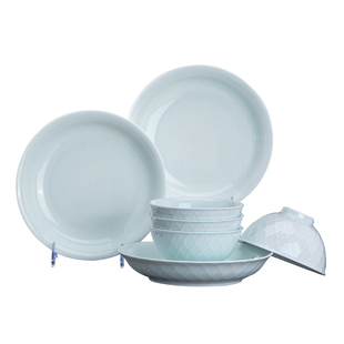 国色天香青单品景德镇2026高颜值新中式高白瓷釉下彩碗盘餐具套装