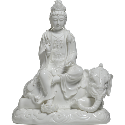 微美白瓷文殊普贤菩萨像