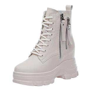 圣恩熙 9cm内增高马丁靴女2026新款早春爆款舒适真皮女士短筒靴子