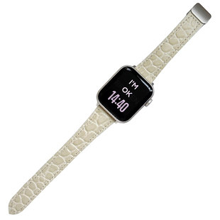 LINEVEK适用于苹果applewatch手表表带S11新款高级鳄鱼纹真皮磁吸iwatch ultra3/SE/10/9/8替换配件秋冬腕带