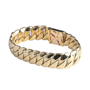 金声情艺18k黄金坦克手链男式999足金马鞭链24K纯金古巴链子老板