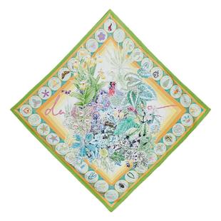 daparo yeung 达普罗花卉蚕丝斜纹手工卷边大丝巾披肩女文创礼物