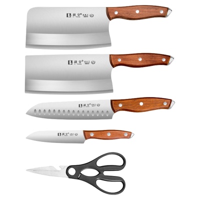 利皇六件套菜刀套装实木手柄