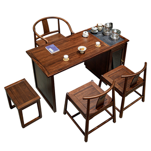 阳台茶桌椅组合新中式多功能泡茶桌家用小户型乌金木实木功夫茶桌