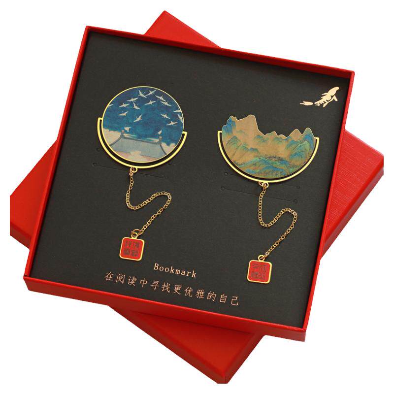 千里江山金属书签国画礼品