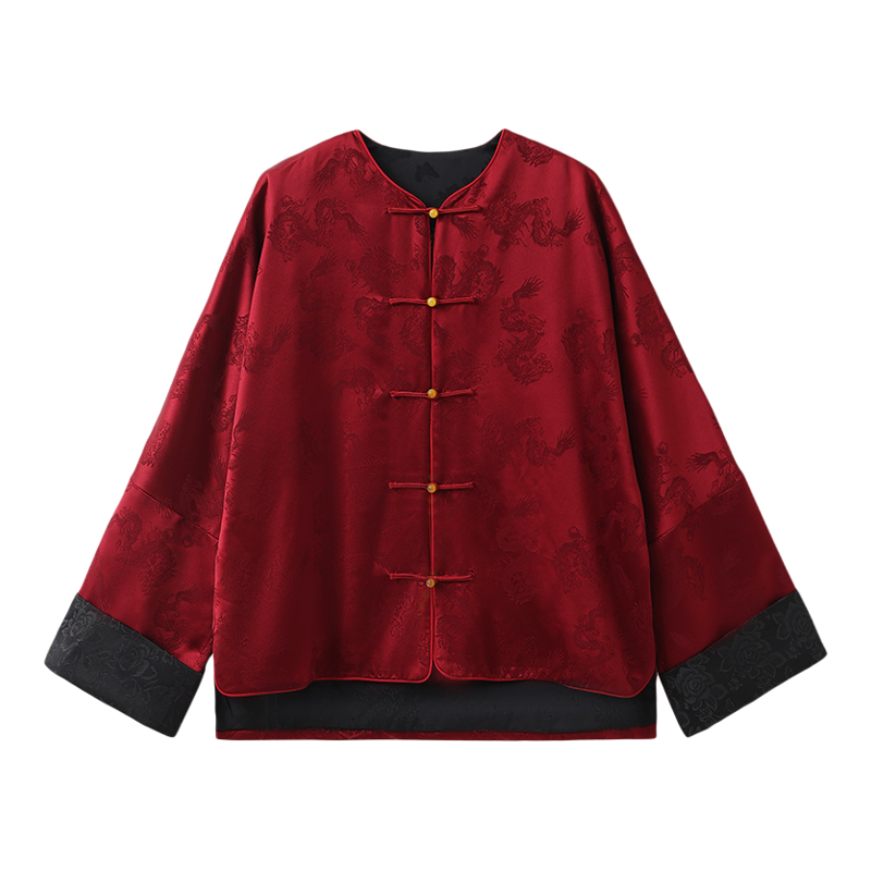 老钱风新中式红龙纹盘扣汉服外套