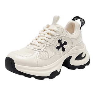 达芙妮白色老爹鞋女小个子增高2025新款配阔腿裤的复古厚底运动鞋