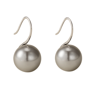 素图灰色施家珍珠耳环925银高跟鞋耳钉简约小众气质秋冬新款女款