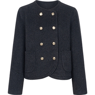 白色羊毛双面呢子大衣女装毛呢外套小个子短款kbne2025春秋冬新款