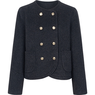 白色羊毛双面呢子大衣女装毛呢外套小个子短款kbne2025春秋冬新款