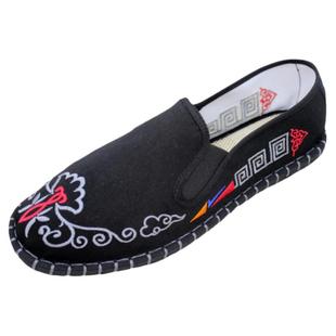 老北京布鞋男春秋透气软底工作鞋刺绣中国风色鬼脸谱鞋青年豆豆鞋