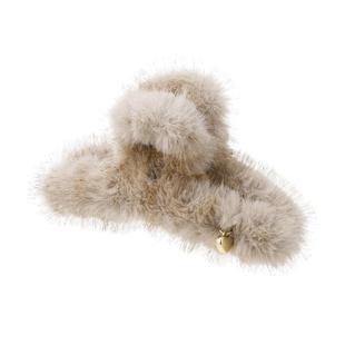 DODOGOGO金属爱心毛绒发抓女2025新款大号鲨鱼夹高级秋冬发饰抓夹