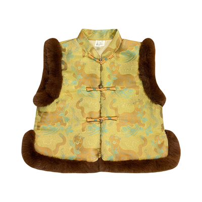 叙罗儿童拜年服马甲男童唐装背心冬季新款中国风坎肩男孩夹棉汉服