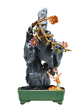 一路生花瑞气盈门珐琅彩摆件客厅电视柜酒柜装饰开业乔迁新居礼品