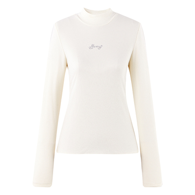 秋水伊人基础款内搭长袖T恤2025冬季新款女时尚半高领白色打底衫