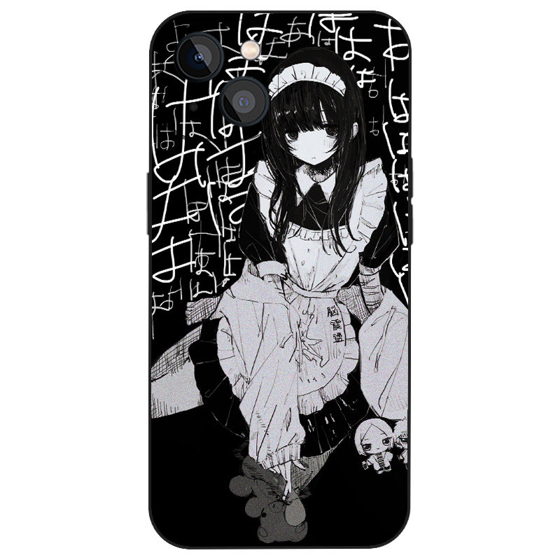暗黑少女洛丽塔女仆日系动漫手机壳14适用iPhone16全包12/13防摔11苹果15ProMax华为OPPO小米K60液态硅胶