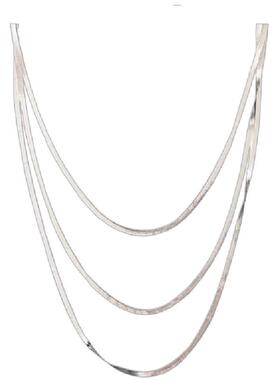 CUSSK 简约冷淡风多层叠戴银色蛇骨项链女百搭锁骨链