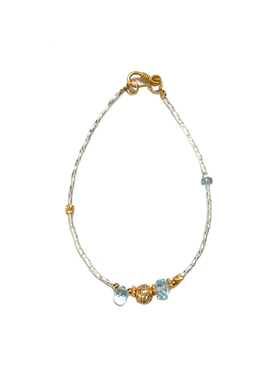 燕归原创蓝泪托帕石纯银925手链