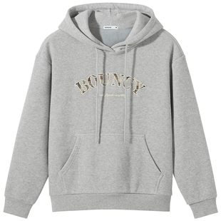 热风女士加绒卫衣连帽宽松内搭上衣2025年冬季新款格纹字母卫衣